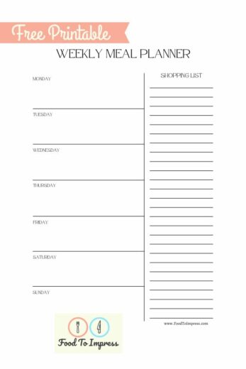 Monthly Meal Plan Printable Free PDF - Food To Impress