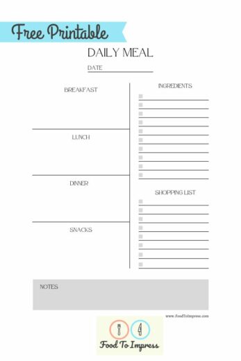 Monthly Meal Plan Printable Free PDF - Food To Impress