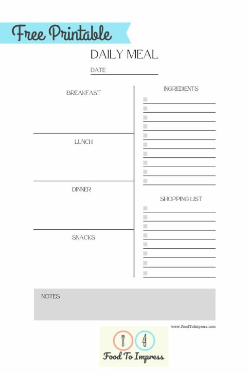 Monthly Meal Plan Printable Free PDF - Food To Impress
